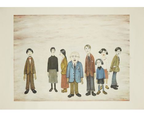 Laurence Stephen Lowry RBA RA, British 1887-1976,His Family;lithograph in colours on wove,  signed in the plate and dated 55,