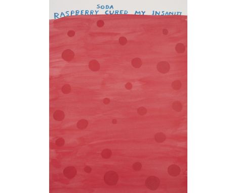David Shrigley OBE,  British b.1968- Raspberry Soda Cured My Insanity, 2022; offset lithographic poster on 200g Arctic Volume