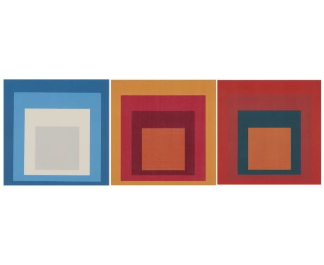 Josef Albers,  German/American 1888-1976, Homage to the Square (Blue with Grey Square); Homage to the Square (Red with Orange