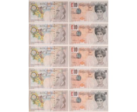 Banksy,  British b.1974-Di-Faced Tenner (set of 10), 2004;each offset lithograph in colours,  each: 15.2 x 14.6 cm,  the whol