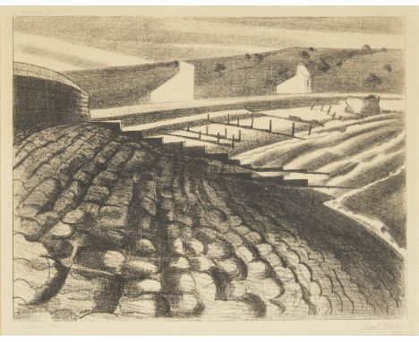 Paul Nash,&nbsp;British 1889-1946,&nbsp;The Strange Coast, 1920;&nbsp;lithograph on yellow wove,&nbsp;signed, dated, titled a