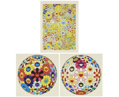 Takashi Murakami,&nbsp;Japanese b. 1962- Flowerball; An Homage to Monogold; Flowerball, 2015; three lithographs in colour on 