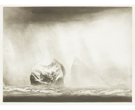 Norman Ackroyd CBE RA,British b.1938-&nbsp;St Kilda - Stac Lee and Stac an Armin, 1990;&nbsp;etching with aquatint on wove,&n