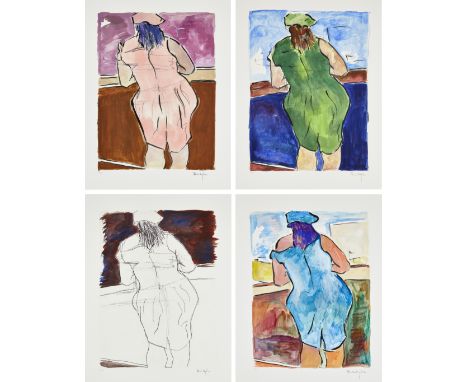 Bob Dylan, American b.1941-The Drawn Blank Series (set of four Woman in Red Lion Pub), 2008;each giclée print on Hahnemühle w