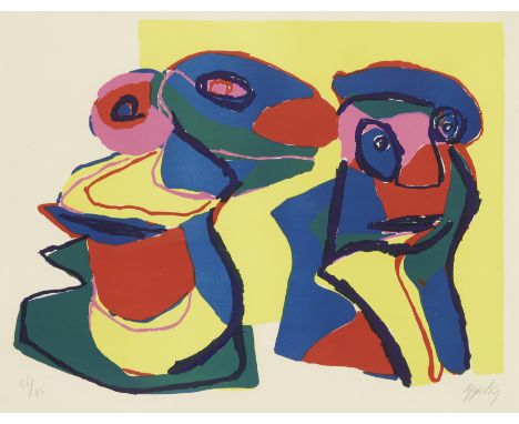 Karel Appel,  Dutch 1921-2006,Visage Rouge, 1969;lithograph in colours on wove,  signed in pencil and numbered 56/75,  sheet: