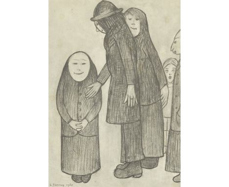 Laurence Stephen Lowry RBA RA, British 1887-1976, Family Discussion; monochrome lithograph on wove,  signed in the plate,  af