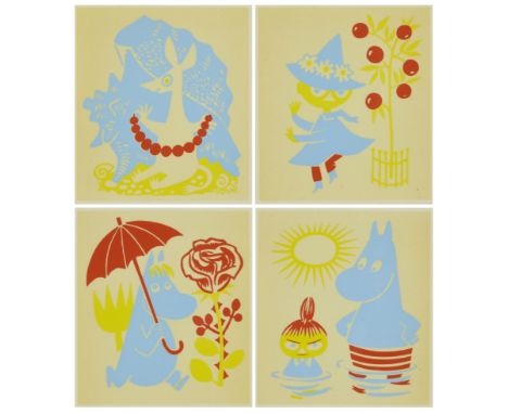Tove Jansson, Finnish 1914-2001,The Moomin Series: Moomintroll and Little; My Snufkin; Snorkmaiden; Sniff, 1956;four silkscre