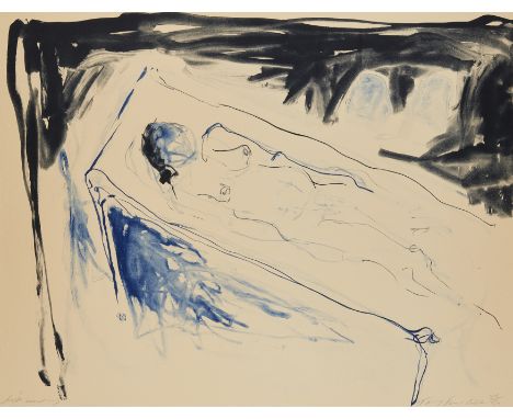 Tracey Emin CBE RA,&nbsp;British b.1963-&nbsp;Just Waiting, 2022;&nbsp;lithograph in colours on Somerset Velvet Warm White 40