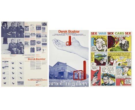Derek Boshier, British b.1937-The Whitechapel art gallery poster, Arnolfini Gallery and a comic strip 'Sex War Sex Cars Sex' 