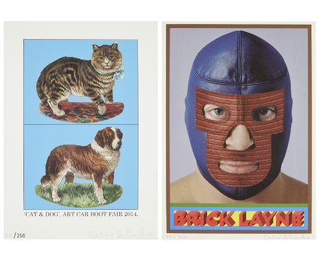 Sir Peter Blake CBE RDI RA, British b.1932-Cat and Dog; Brick Layne;two digital prints on wove, each from The Art Car Boot fa