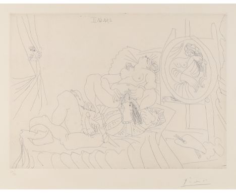 Pablo Picasso,  Spanish 1881-1973,Raphael and the Fornarina II (from series 347), 1968;etching on Rives BFK paper,  signed in