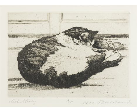 Melvyn Petterson,  British b.1947-Cat Study, 1992;monochrome etching on wove, signed, dated and inscribed  A/P,  image: 14 x 
