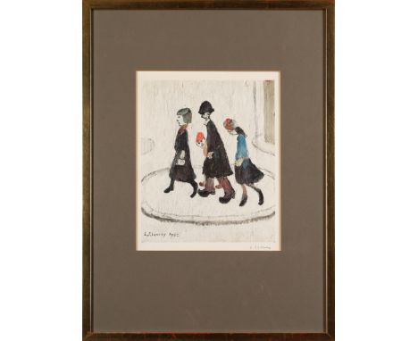 Laurence Stephen Lowry RBA RA,  British 1887-1976,The Family;lithograph in colours after an original painting of 1965,  signe