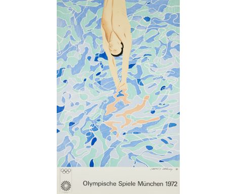 David Hockney OM CH RA,  British b.1937- Olympische Spiele München, 1972; lithograph in colours on thin paper,  signed and da