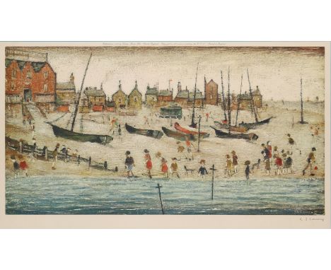 Laurence Stephen Lowry RBA RA, British 1887-1976,The Beach;&nbsp;offset lithograph in colours on wove,&nbsp;signed in pencil,
