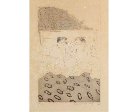David Hockney OM CH RA, British b. 1937-Two Boys, Aged 23 or 24, 1966;etching on wove,  from 'Illustrations for Fourteen Poem