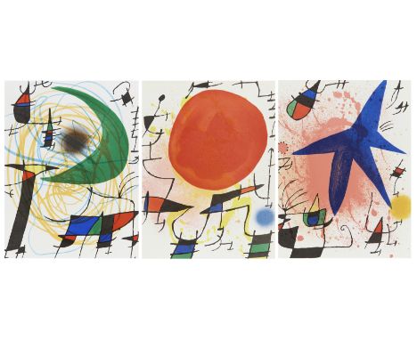 After Joan Miró,  Spanish 1893-1983,   The Green Moon, 1972; Le Soleil Rouge (The Red Sun); The Blue Star, 1972;   each litho