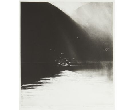 Norman Ackroyd CBE RA,British b.1938-&nbsp;Evening Rain, Derwentwater, 1985;&nbsp;etching with aquatint on wove,&nbsp;signed,