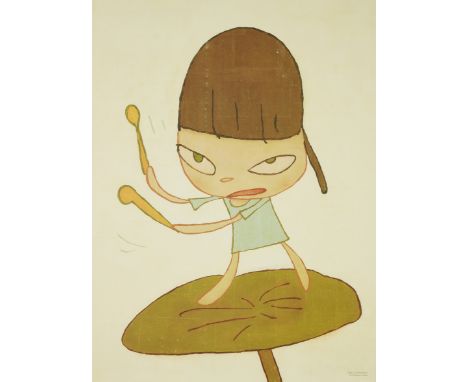 Yoshitomo Nara,&nbsp;Japanese b.1959-&nbsp;Marching on a Butterbur Leaf, 2020;&nbsp;offset lithograph in colours on wove,&nbs