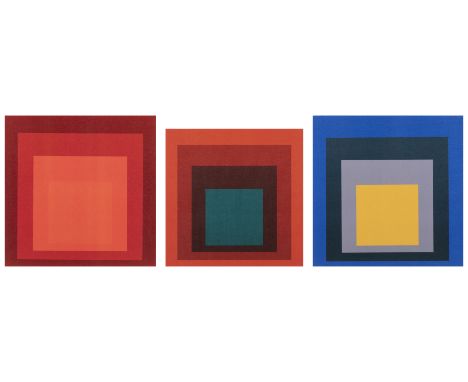 Josef Albers, German/American 1888-1976,Homage to the Square (Blue with Yellow Square); Homage to the Square (Burgundy with R