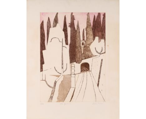Julian Trevelyan RA,&nbsp;British 1910-1988,&nbsp;Villa Gamberaia, 1966;&nbsp;etching with aquatint in colours on wove,&nbsp;