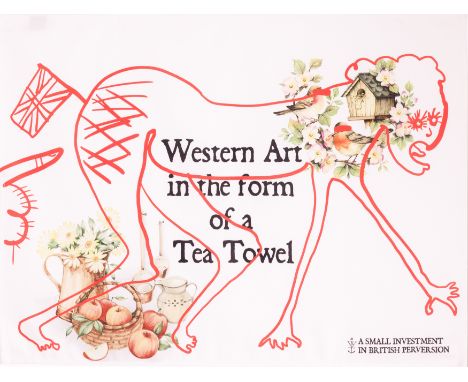 Sir Grayson Perry CBE RA, British b.1960-&nbsp;Western Art in the Form of a Tea Towel, 2020;&nbsp;screenprint on linen tea to