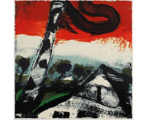 Hughie O’Donoghue RA,  British b.1953-Moo Cow Farm; lithograph in colours on wove, signed and numbered 8/75,  from The London