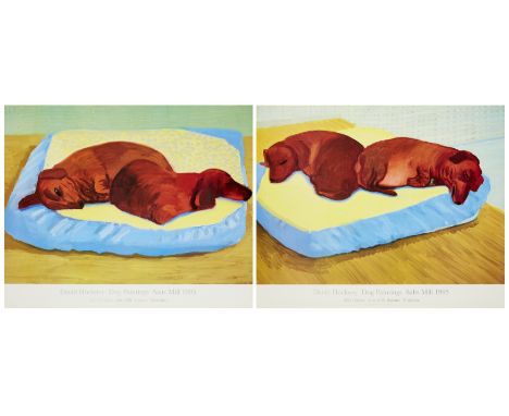David Hockney OM CH RA,British b. 1937- Dog 38, 1995; Dog 43, 1995; each offset lithographic poster,each sheet: 53 x 64.8 cm,