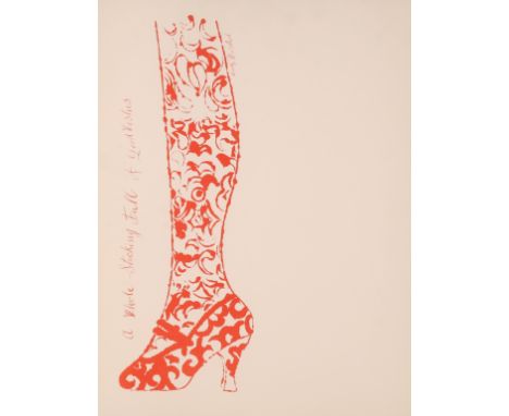 Andy Warhol,  American 1928-1987,A Whole Stocking Full of Good Wishes, 1956;offset lithograph in red on wove paper,  bearing 