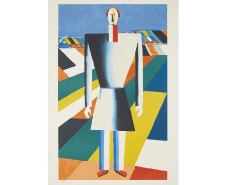 Kasimir Malevich,  Ukrainian 1879-1935,Peasant in the Fields,lithograph in colours on Velin Arches wove,  numbered 1543/2000 