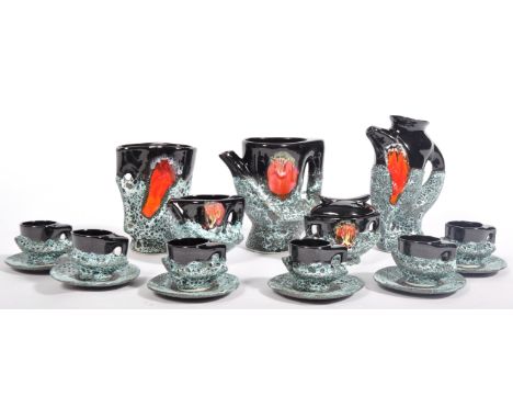 Vallauris - Le Vaucour (believed) - A retro 1960's French / German Fat Lava style studio art pottery fat lava coffee service 