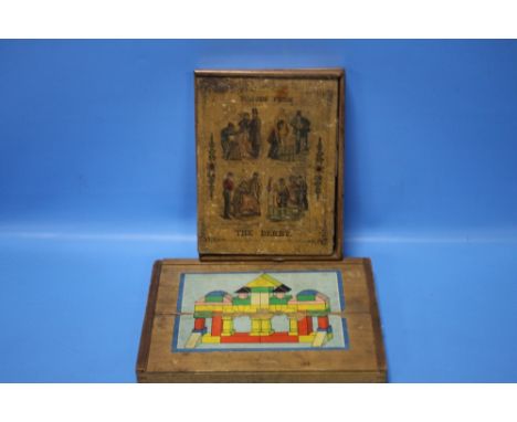 A VICTORIAN JIGSAW PUZZLE 'Echoes From The Derby', no publisher mark, in original wood box with printed leaflet of the design