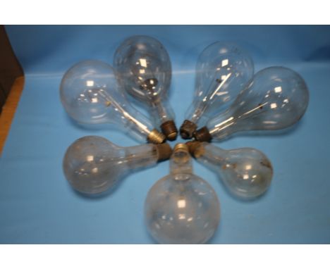 SIX VINTAGE EDISON SCREW LIGHT BULBS, to include a 1500 watt example  (6)