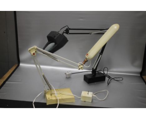 AN ANGLEPOISE MAGNIFYING LAMP together with an anglepoise lamp