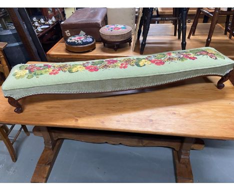 A Victorian tapestry topped long foot stool 
