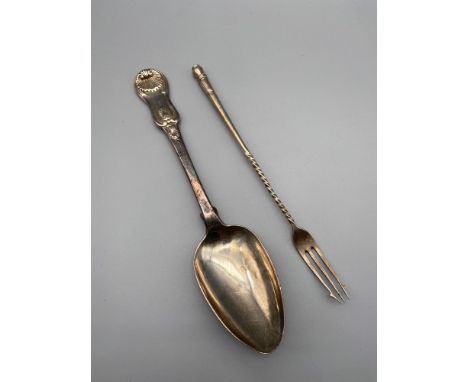 A Large Georgian Glasgow kings pattern serving spoon produced by Robert Gray &amp; Son. Together with a Birmingham silver lon