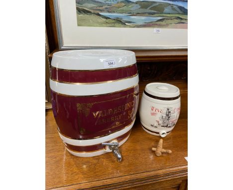 Two vintage pub advertising ceramic barrels. 