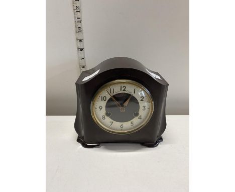 A vintage Bakelite mantle clock by Smiths Enfield with key and pendulum , shipping unavailable 