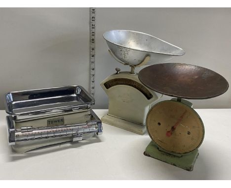 Three sets of vintage scales, shipping unavailable 