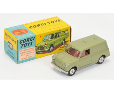 Corgi Toys 450 Austin Mini Van - Metallic light green, red interior, silver trim and spun hubs - Excellent lovely bright exam