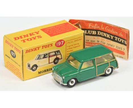 Dinky Toys 197 Morris Mini Traveller - Green body, lemon interior, silver trim and spun hubs - Near Mint (couple of small fac