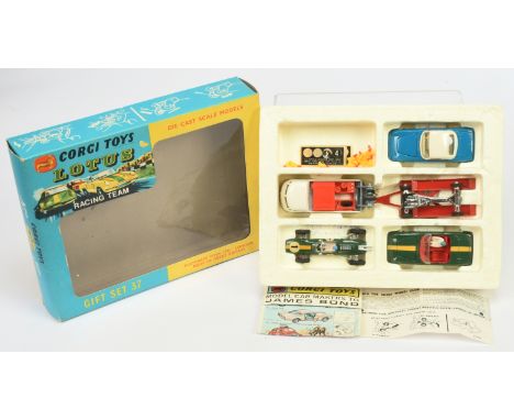 Corgi Toys GS37 "Lotus" Gift Set - To Include - (1) Lotus Elan Coupe - Blue and white, (2) Lotus Elan S2 - Green with yellow 