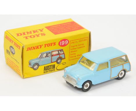 Dinky Toys 199 Austin Seven Mini Countryman - Light&nbsp; blue body, lemon interior, silver trim and spun hubs - Excellent (c