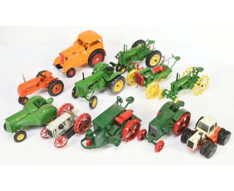 A Group of Mainly (1/16th) Tractors To Include Universal Hobbies Case 1455XL - red and white, Ertl John Deere 7020 Green and 