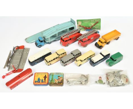 Dinky Toys Unboxed A Group To Include Fire Engine With Extending Ladder, Bedford |Pullmore car transporter, Observation Coach