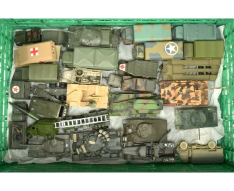 A Group Of Unboxed Military issues To include Corgi Classics Trailer, Solido Tanks, White metal Truck, Dinky Toys Covered Tru