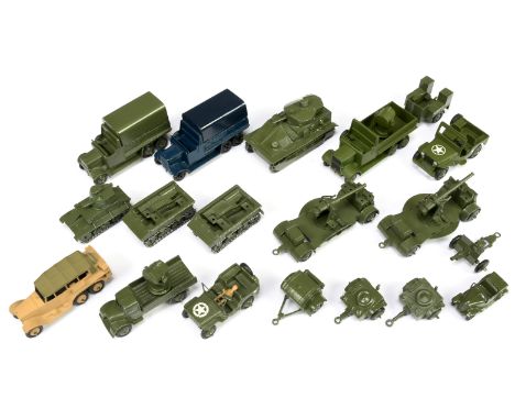 Dinky Toys Group Of&nbsp; Military Unboxed To Include - 6-Wheeled Wagon, Light Tank, Jeep, Anti-Aircraft Gun , Plus others -a
