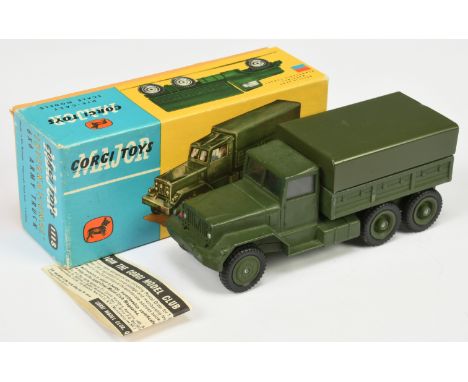 Corgi Toys Military&nbsp; 1118 International 6 X 6 Army Truck - Green including hubs and tinplate tilt with windows and tow h