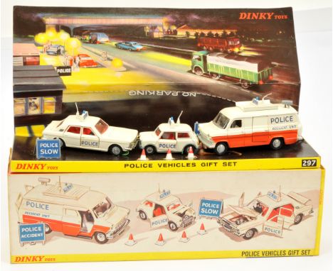 Dinky Toys 297 "Police Vehicles" Gift set to include (1) Ford Zodiac - Off white, red interior, cast hubs, roof box with ligh