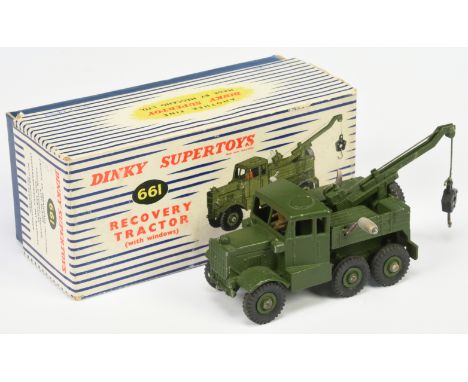 Dinky Toys Military 661 Scammell Recovery Tractor - Green including supertoy hubs with figure driver - Good Plus in a Good bl